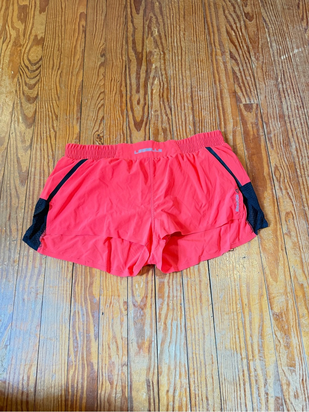 Reebok Coral Pink Athletic Running Shorts with Black Mesh Panels
